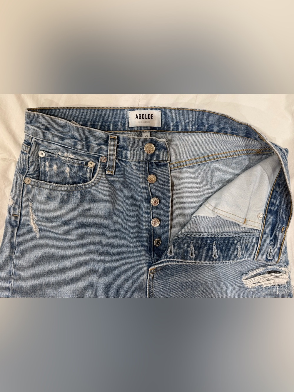 Agolde Light Blue High-Rise Ripped Jeans